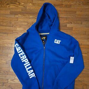 CAT Caterpillar Trademark Full Zip Hoodie Sweatshirt Memphis Blue Men’s XL NWT W
